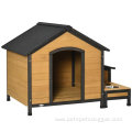 Wooden Outdoor Dog Pet House with Feeding Bowls